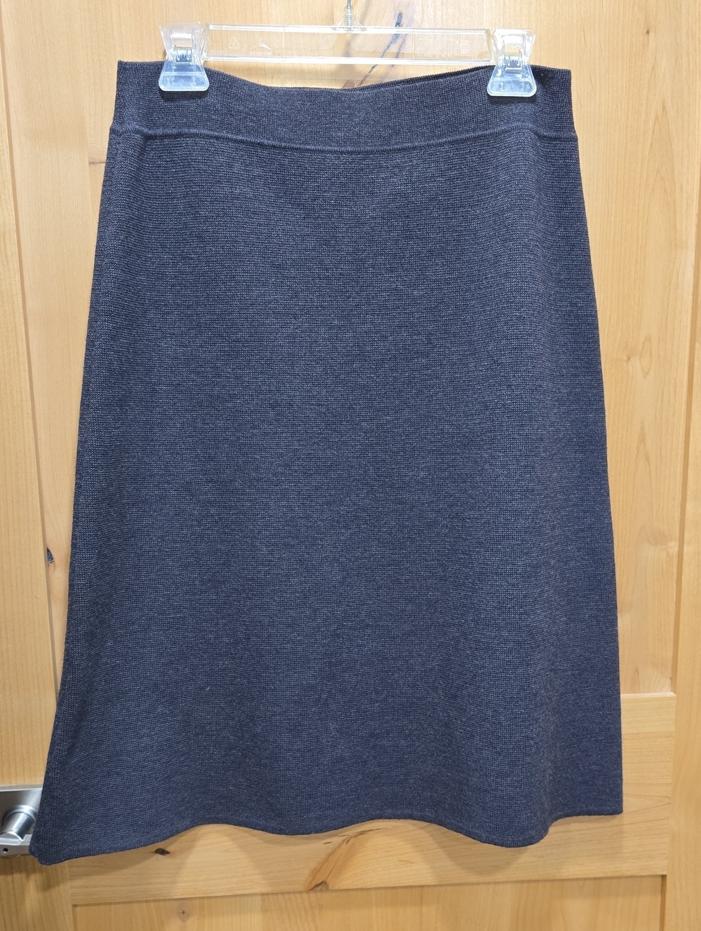 EILEEN FISHER Dark Charcoal A-Line Wool Knit Skirt